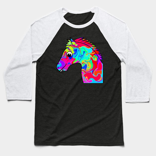 Colorful Horse Baseball T-Shirt by Shrenk